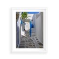 Plakat w ramie 40x50 - Uroki Santorini: Perspektywiczna Uliczka - uliczka, perspektywa - rama biała
