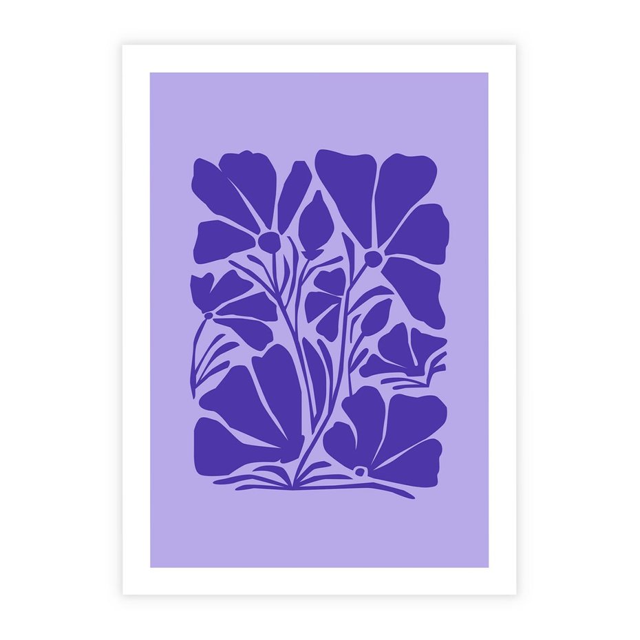 Plakat bez ramy 30x40 - Migocące Boho Wibracje - kwiaty, energetyczne fioletowe tło