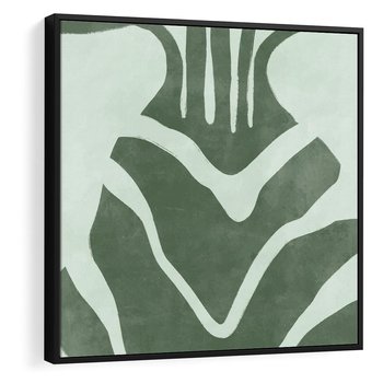 Obraz w ramie 50x50 - Zieleń Odpoczynku - zielony plakat, nieregularne splątane linie - rama czarna
