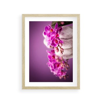 Plakat w ramie 40x50 - Relaksująca orchidea w spa - spa, orchidea - rama drewno