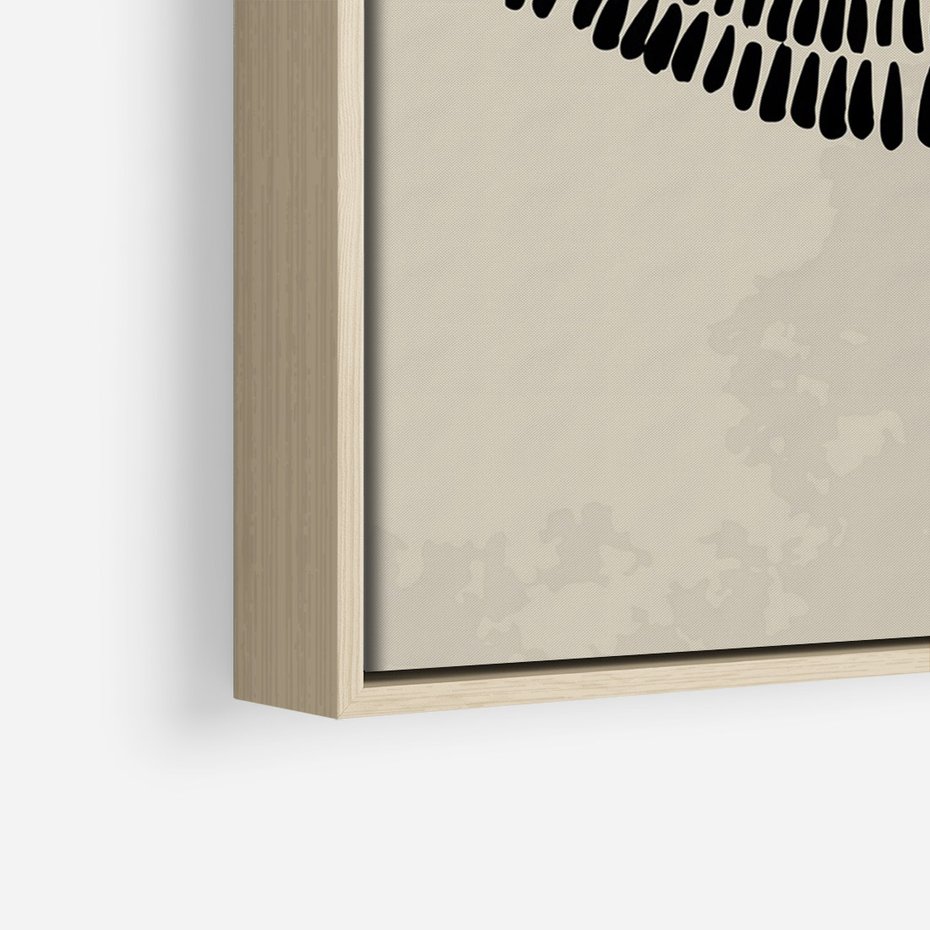 Obraz w ramie 80x120 - Kontury Ewolucji Materii - boho plakat, czarne kropki kreski - rama drewno