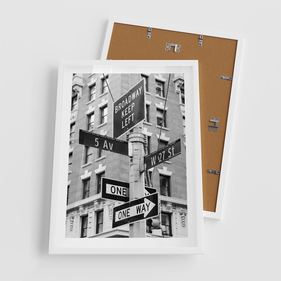 Plakat w ramie 50x70 - Nowojorska Droga - nowy jork, fotografia - rama biała