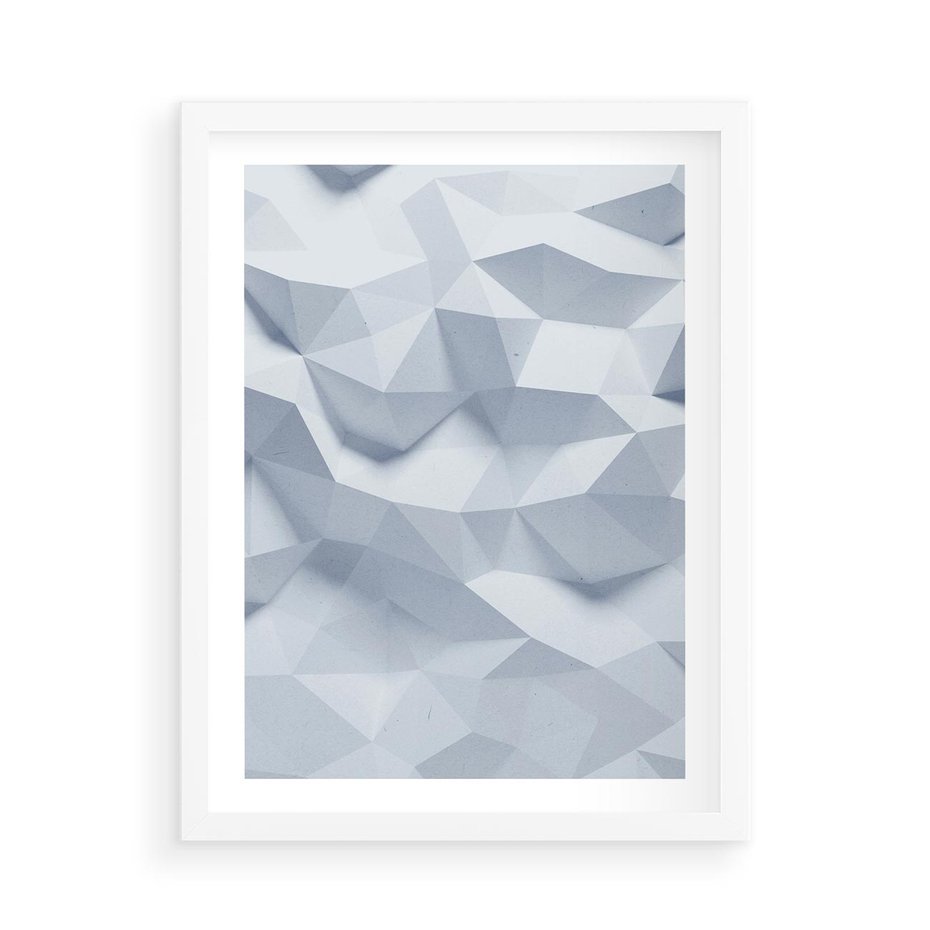 Plakat w ramie 50x70 - Trójwymiarowa geometria - geometria, 3d - rama biała