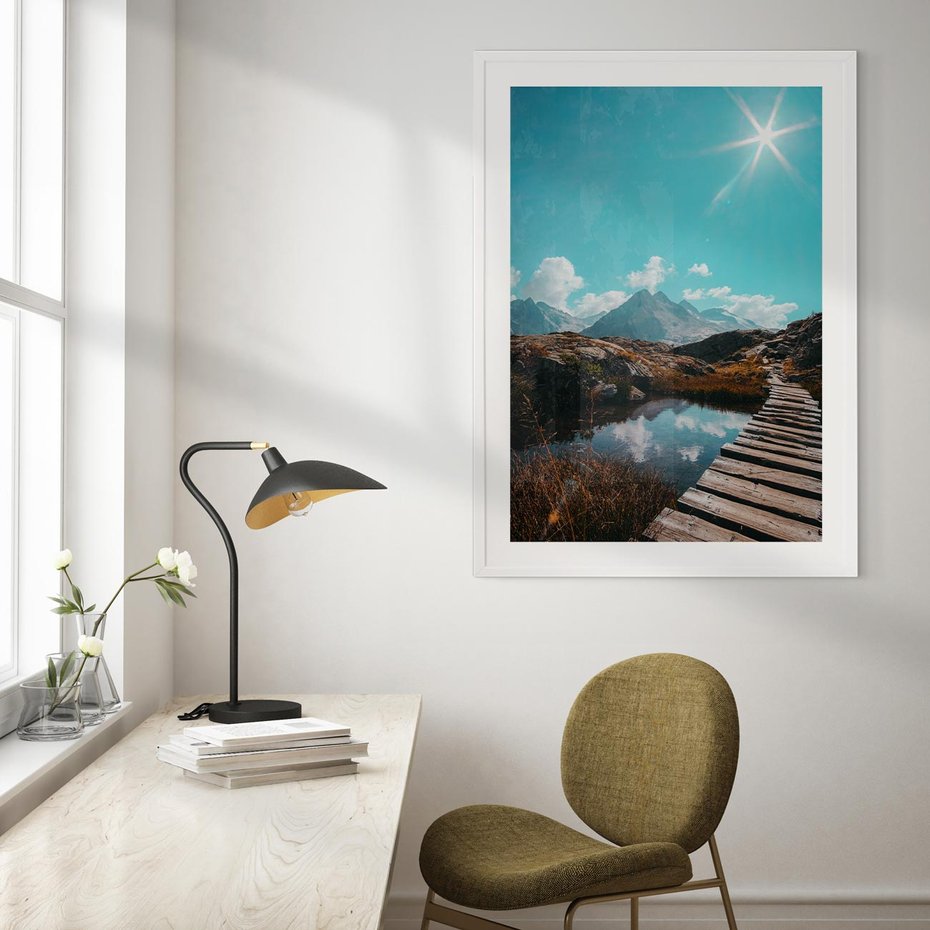 Plakat w ramie 50x70 - Inspirujący Pejzaż - ścieżka, górska - rama biała