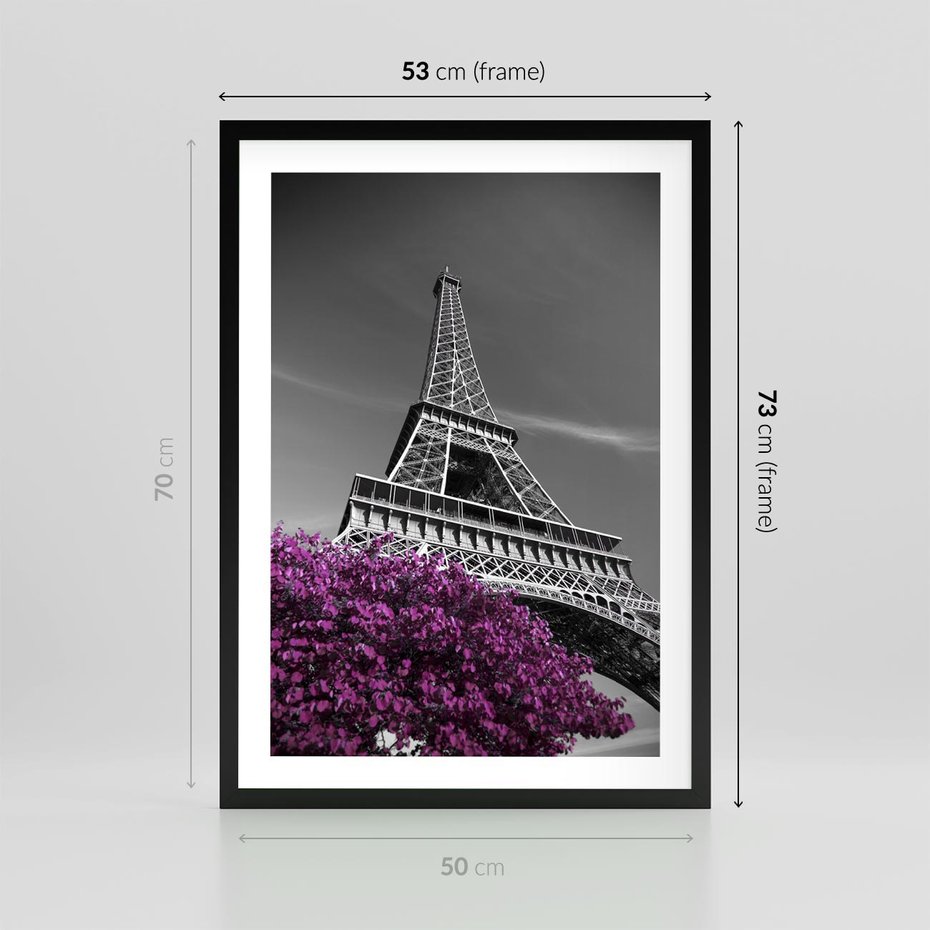 Plakat w ramie 50x70 - Urok Eiffla w Paryżu - Eiffla, Paryż - rama czarna