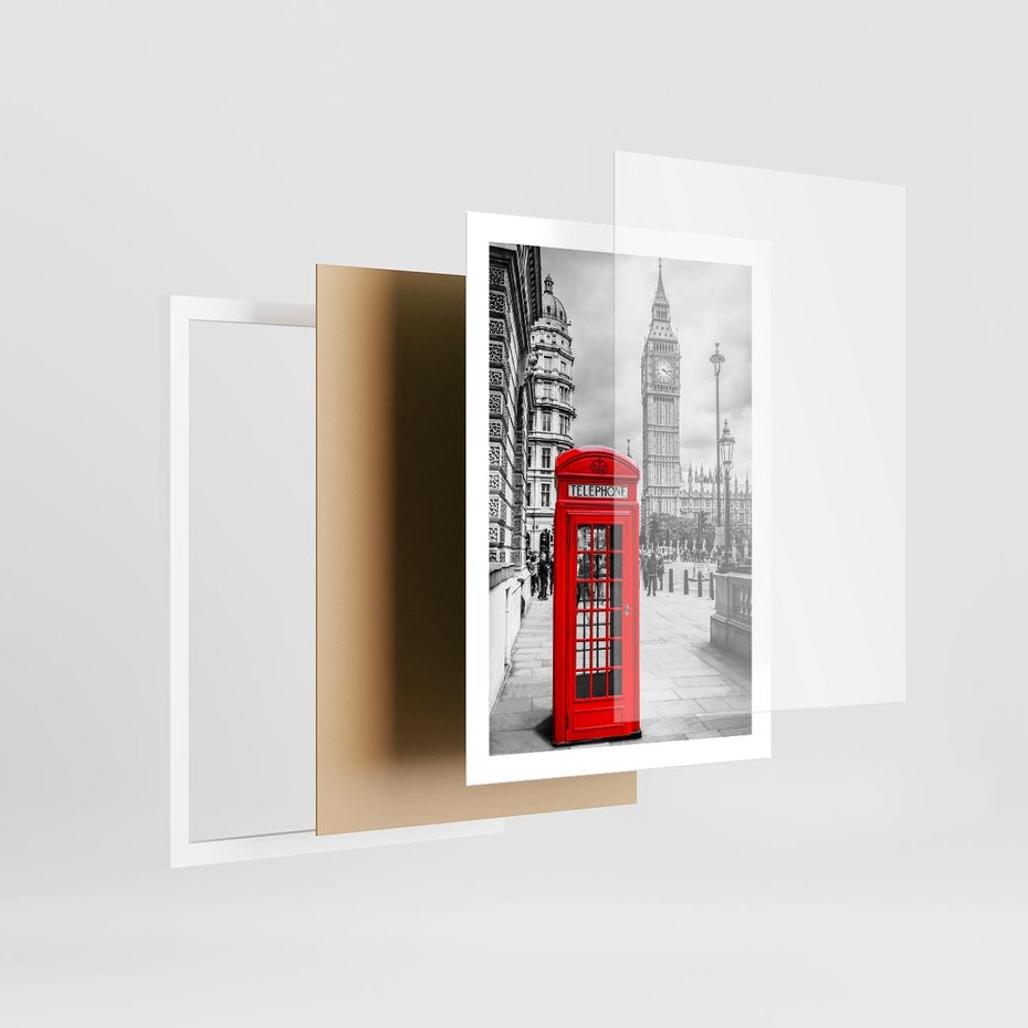 Plakat w ramie 50x70 - Ikoniczna budka w Londynie - Londyn, budka - rama biała