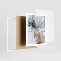 Plakat w ramie 40x50 - Jeleń na Zdjęciu pod Śniegiem - jeleń, zima - rama biała