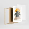 Plakat w ramie 50x70 - Monstera i Boho Elementy - grafika, boho klimat - rama drewno