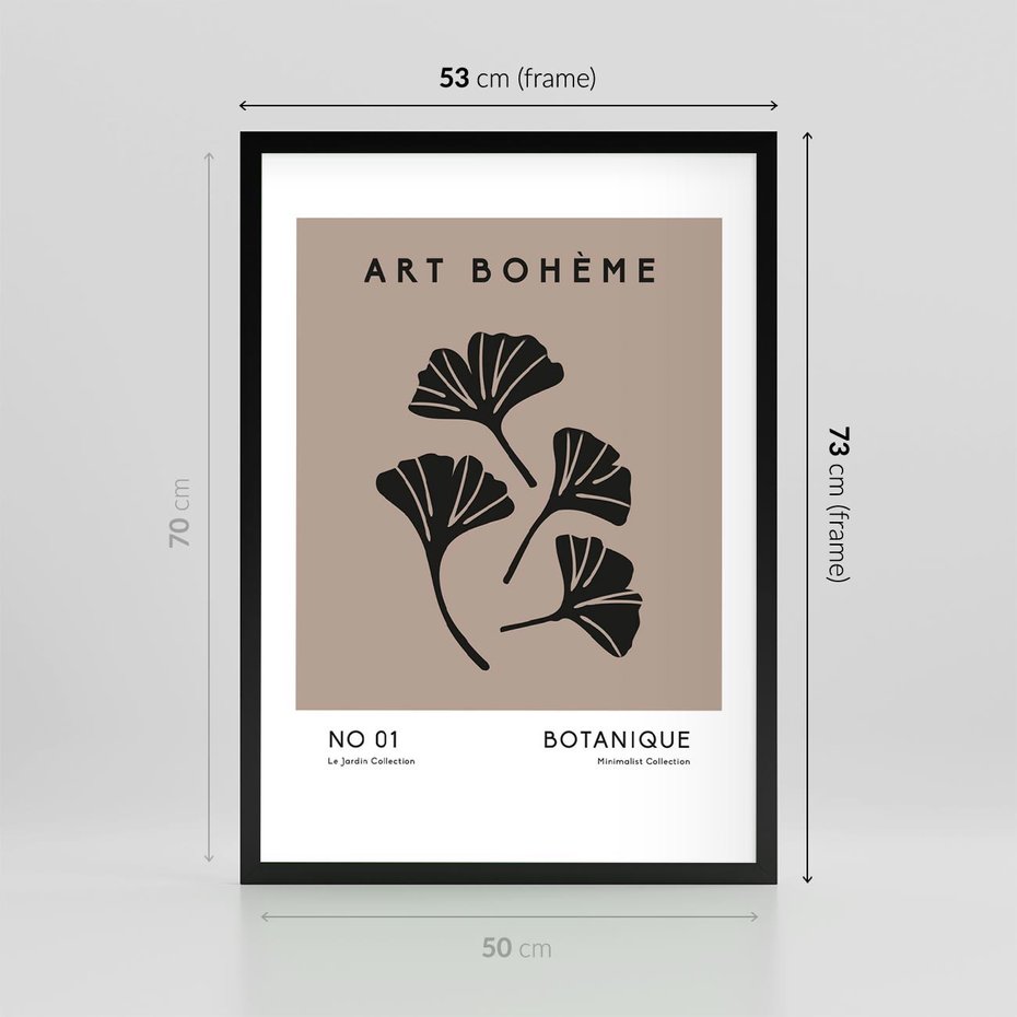 Plakat w ramie 50x70 - Botaniczne wymysły - sztuka boho, plakat - rama czarna