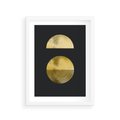 Plakat w ramie 30x40 - Migotliwe Przeniknięcia - złote koła, czarne tło - rama biała