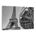 Obraz na płótnie 100x70 - Zabawa w Paryżu - czarno białe zdjecie, wieża eiffla