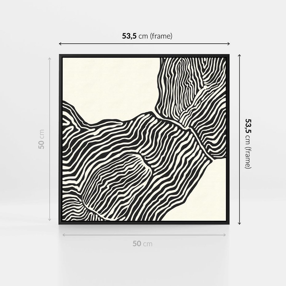 Obraz w ramie 50x50 - Migoczące Kontury - boho plakat, rycina - rama czarna