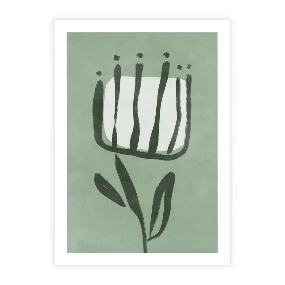 Plakat bez ramy 30x40 - Objęcia Zieleni - zielona abstrakcja, zgaszona zieleń