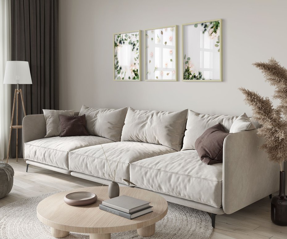 Zestaw obrazy w ramie 50x70 galeria - Białe, kwiaty, róże - rama drewno