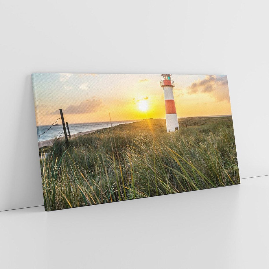 Obraz na płótnie 120x60 - Magia latarni przy zachodzie - latarnia, zachód