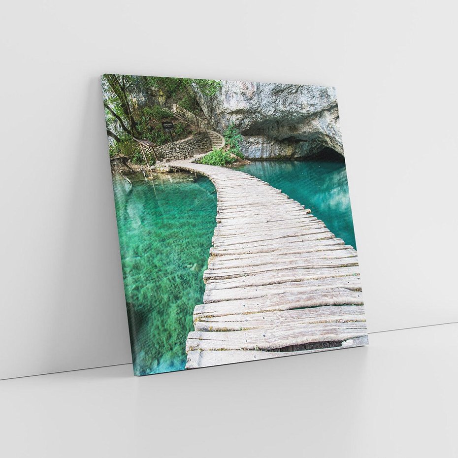 Obraz na płótnie 80x80 - Most nad skalistymi wodami - most, woda