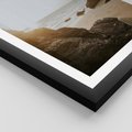 Plakat w ramie 30x40 - Magia Wieczornego Spokoju - plaża, zachód - rama czarna
