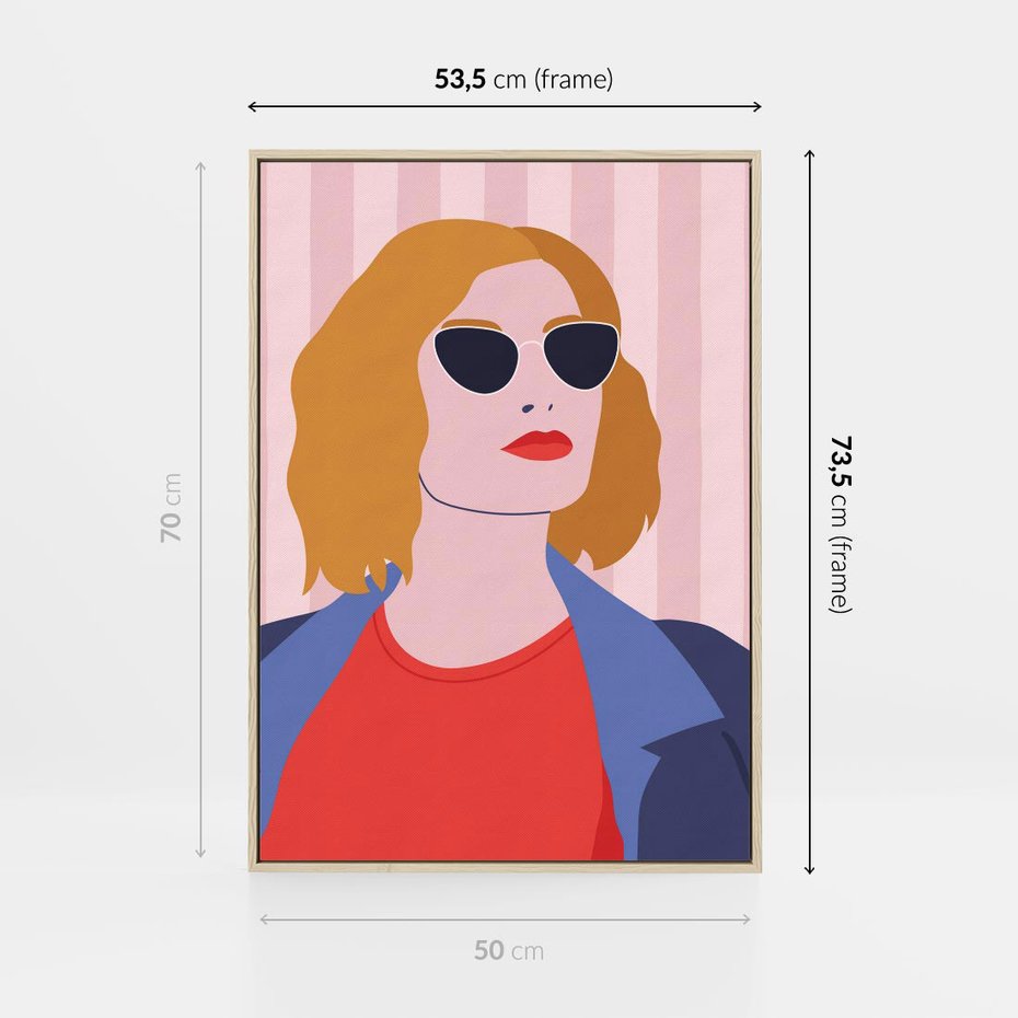 Obraz w ramie 50x70 - Kobieca Ekspresja - nowoczesny plakat, styl retro - rama drewno