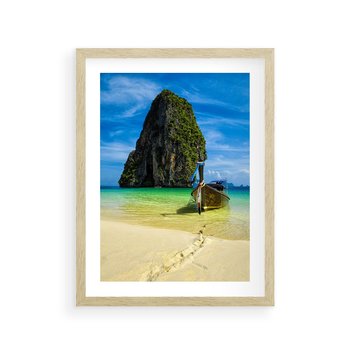 Plakat w ramie 40x50 - Łódź nad Morzem - łodź, morze - rama drewno