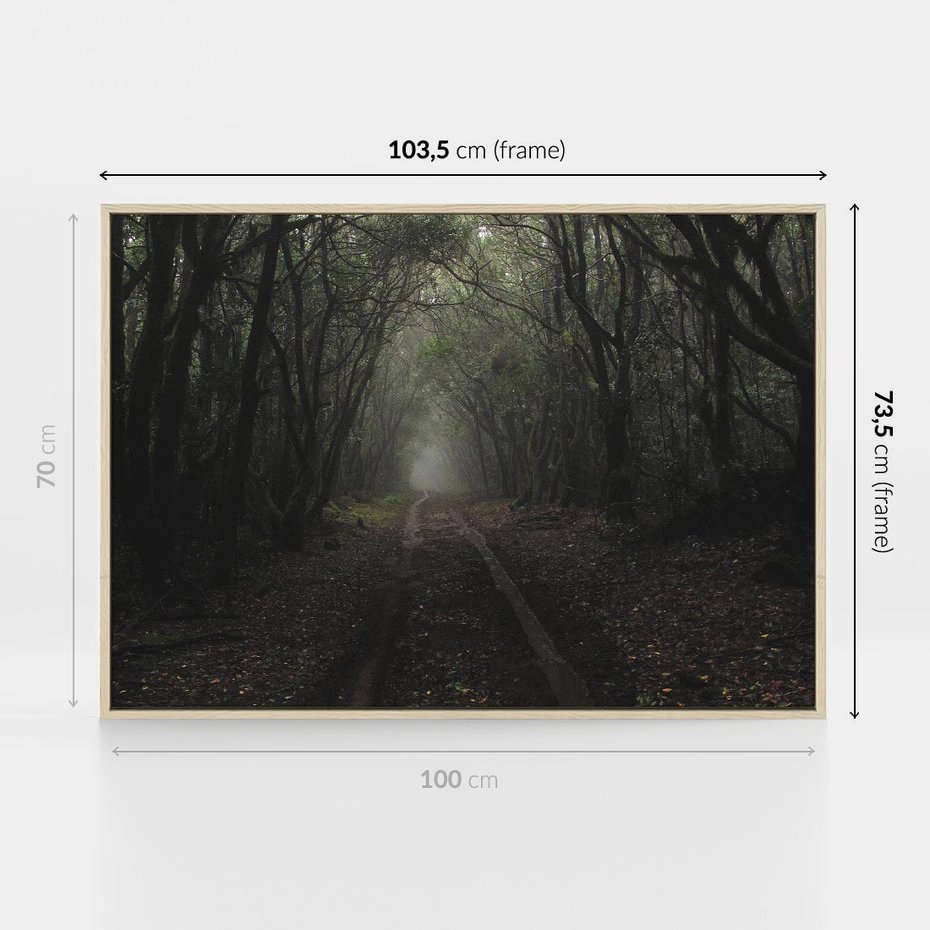 Obraz w ramie 100x70 - Urok Drogi - las, droga - rama drewno