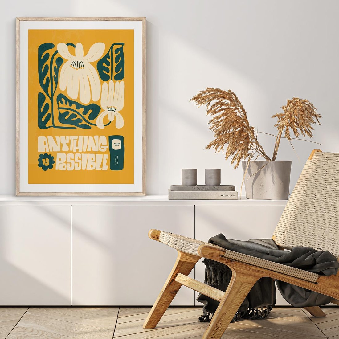 Plakat w ramie 50x70 - Impulsy Harmonii - kwiaty, nowoczesny plakat - rama drewno