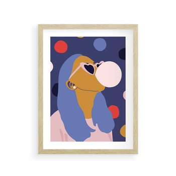 Plakat w ramie 30x40 - Odbicie Kobiety - nowoczesny plakat, styl retro - rama drewno