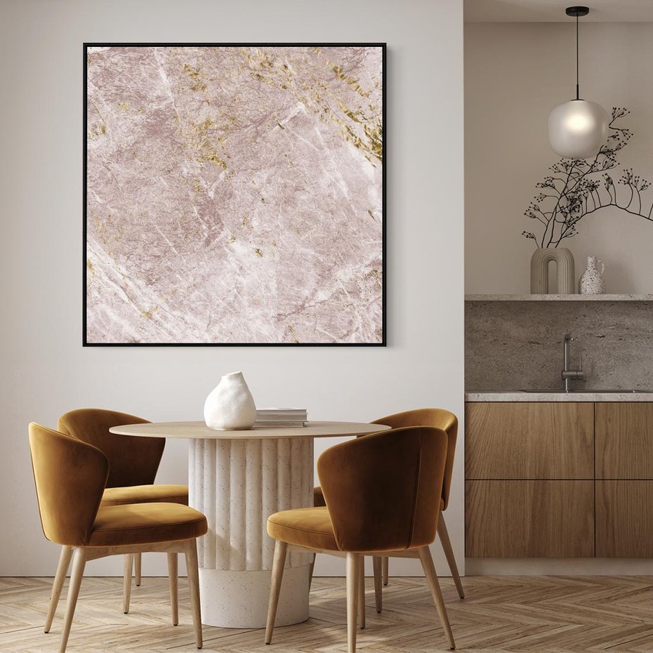 Obraz w ramie 50x50 - Wyjątkowa Stylizacja - marmur, złoto - rama czarna