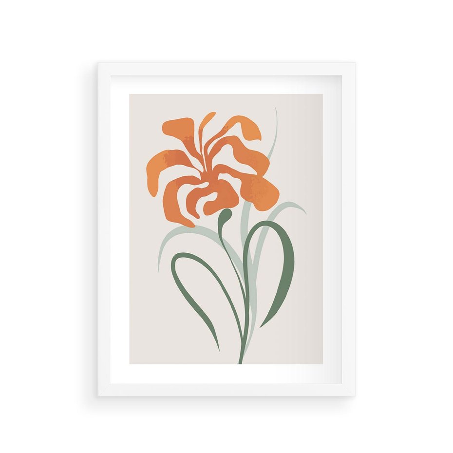 Plakat w ramie 30x40 - Kwiatowe Harmonie - kwiat, sztuka nowoczesna - rama biała
