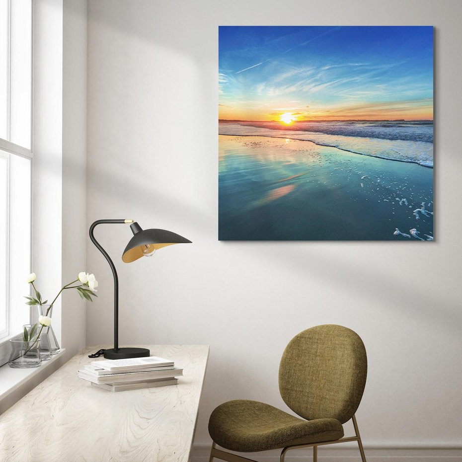 Obraz na płótnie 70x70 - spotkanie przy horyzoncie - morze, plaża