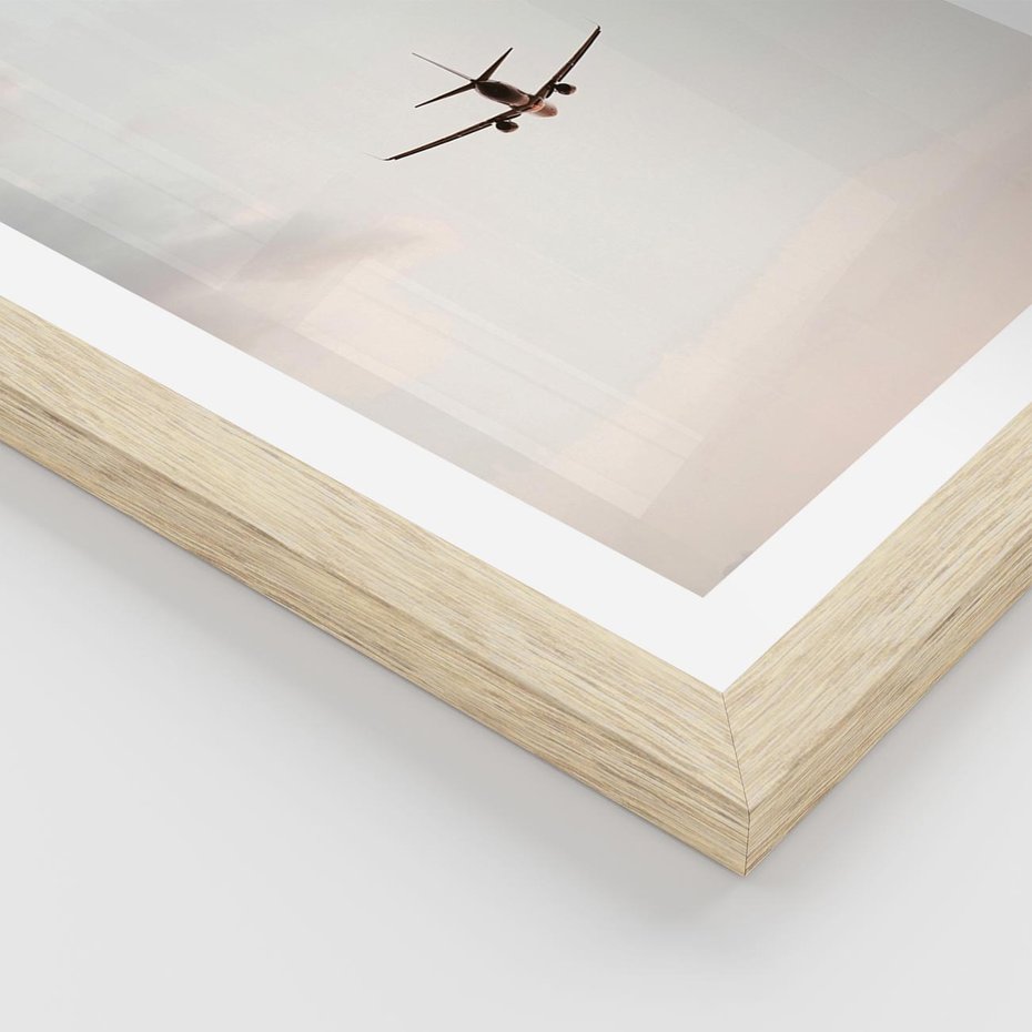 Plakat w ramie 40x50 - W Powietrzu: Samolot na Niebie - samolot w przestworzach, samolot na niebie - rama drewno