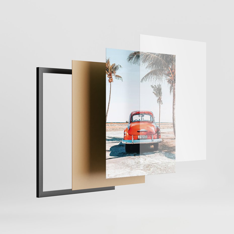 Zestaw obrazy w ramie 50x70 galeria - Pozytywny, cytat, lato, palmy - rama czarna