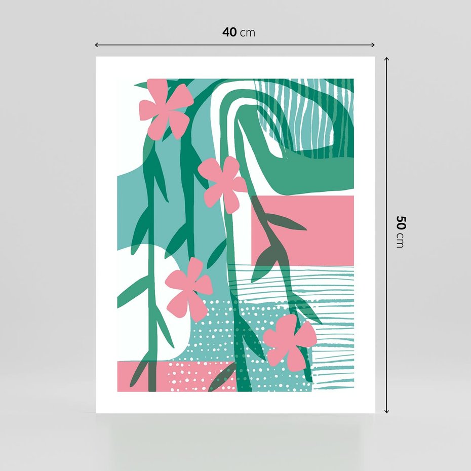 Plakat bez ramy 40x50 - Rozkwitające Harmonie Form - abstrakcyjne pastelowe kwiaty, nowoczesna sztuka