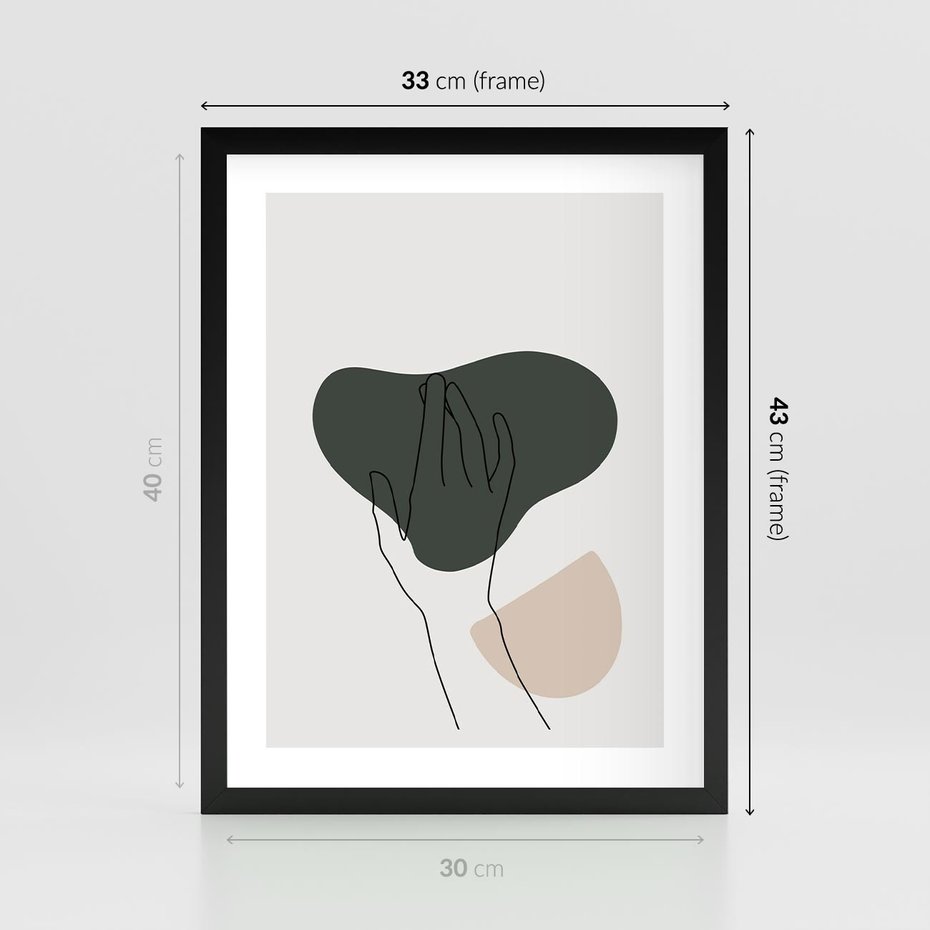 Plakat w ramie 30x40 - Bezczasowe Echo - szkic jedną linią, one line - rama czarna