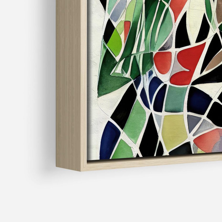 Obraz w ramie 50x50 - Taniec Plam i Kształtów - abstrakcyjny akwarelowy obraz, plamy - rama drewno