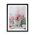 Plakat w ramie 50x70 - Miłość w powietrzu - kwiaty, romantyczne - rama czarna
