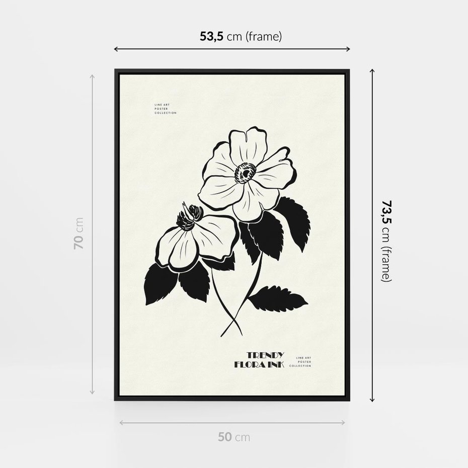 Obraz w ramie 50x70 - Poezja kwiecistej kreski - kwiaty, minimalistyczne - rama czarna