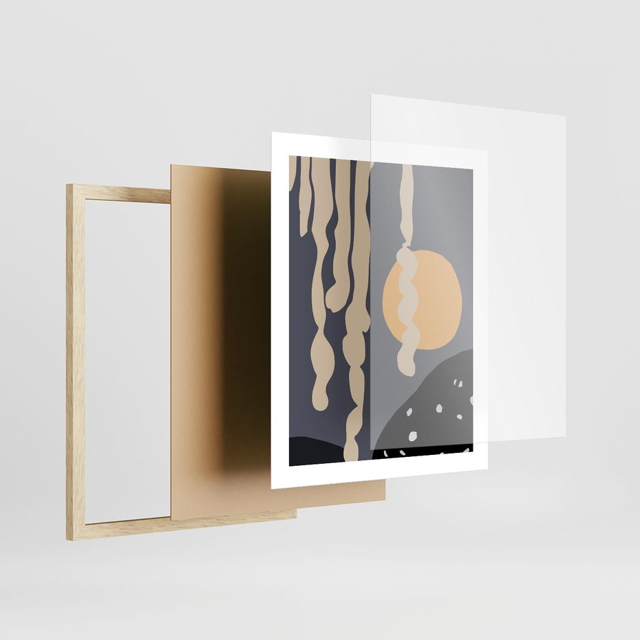 Plakat w ramie 40x50 - Intrygujący Mrok - ciemny, mroczny plakat - rama drewno