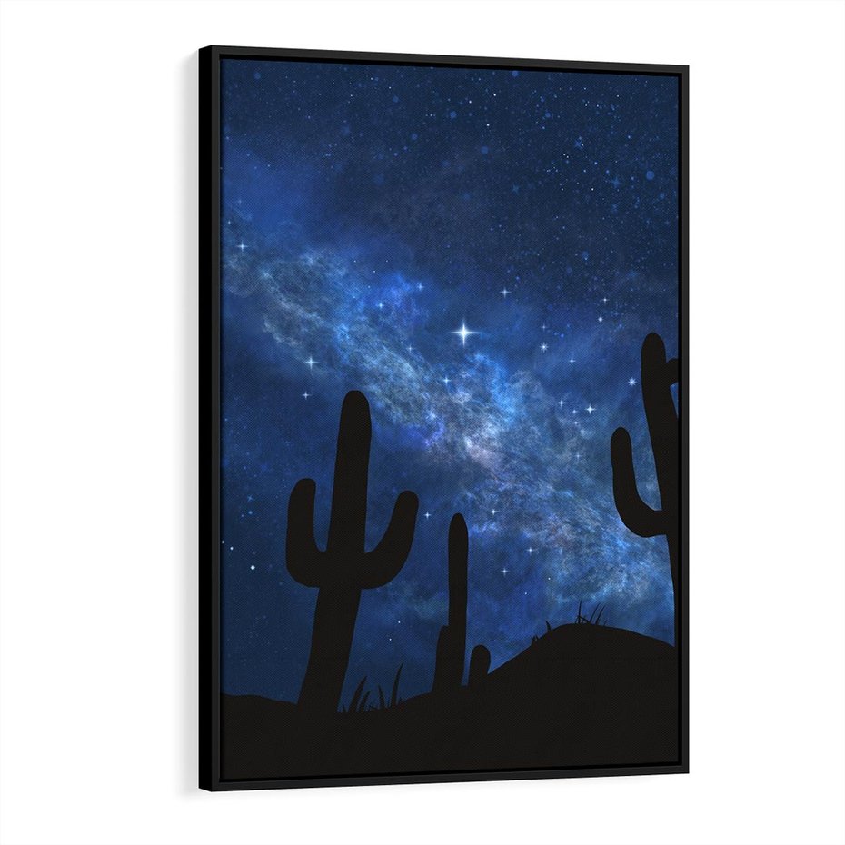 Obraz w ramie 70x100 - Nocne Tajemnice Pustyni - gwieździsta noc, granatowe niebo - rama czarna