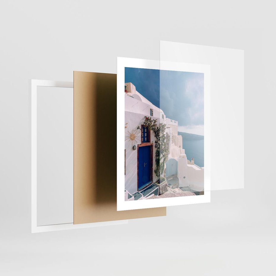 Plakat w ramie 40x50 - Urok Greckiej Wyspy - Santorini, Grecja - rama biała