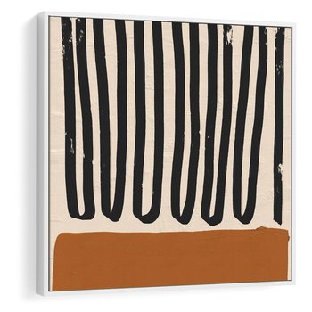 Obraz w ramie 80x80 - Boho Impulsy Kreatywności - abstrakcyjny plakat, brąz - rama biała