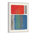 Obraz w ramie 70x100 - Kolorowe Spektrum - kolorowa geometria, prostokąty w intensywnych kształtach i czarne kreski - rama biała