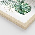 Zestaw obrazy w ramie 30x40 galeria - Liście, monstera, palma, złote, akwarele - rama drewno