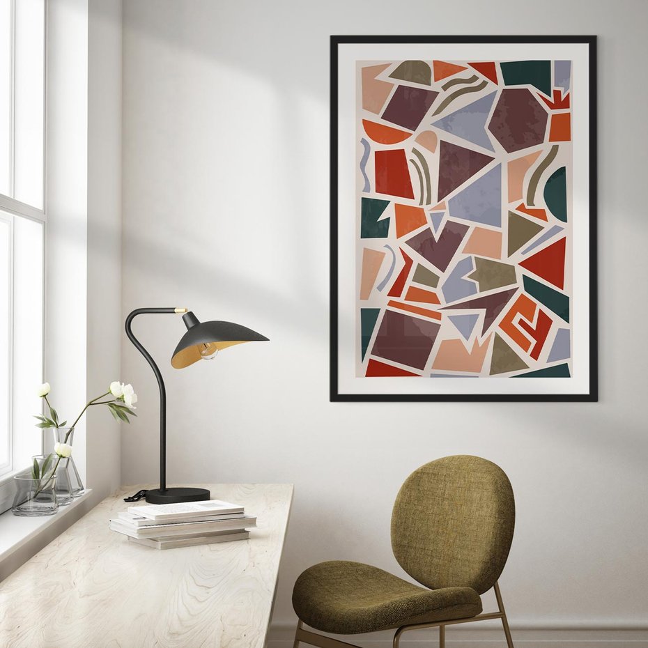 Plakat bez ramy 21x30 - Intrygujące Rozbicie - gemoetryczne kształty, mozaika