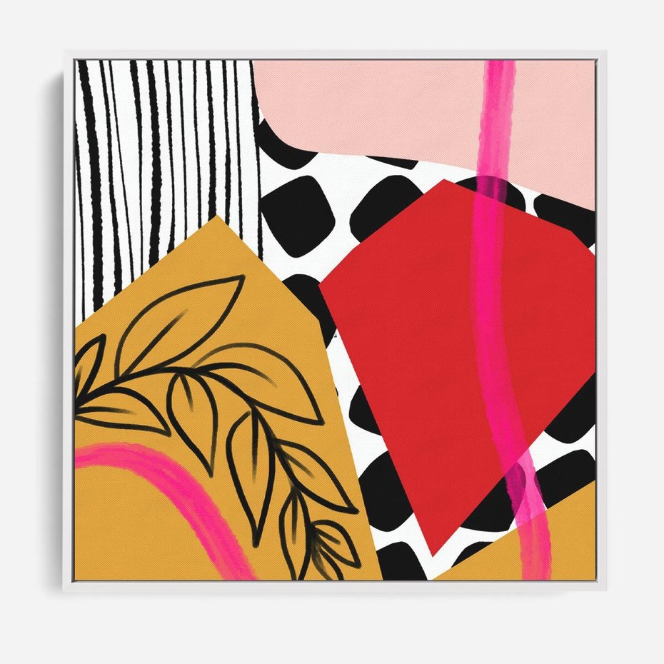 Obraz w ramie 80x80 - Wnętrza Form - abstrakcyjna kompozycja, różne tekstury - rama biała