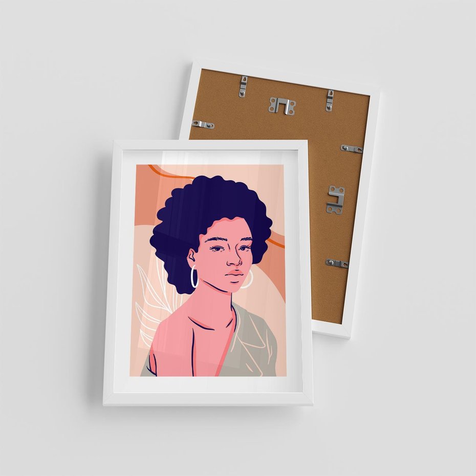 Plakat w ramie 30x40 - Kobiecy Kształt Świata - nowoczesny plakat, styl retro - rama biała