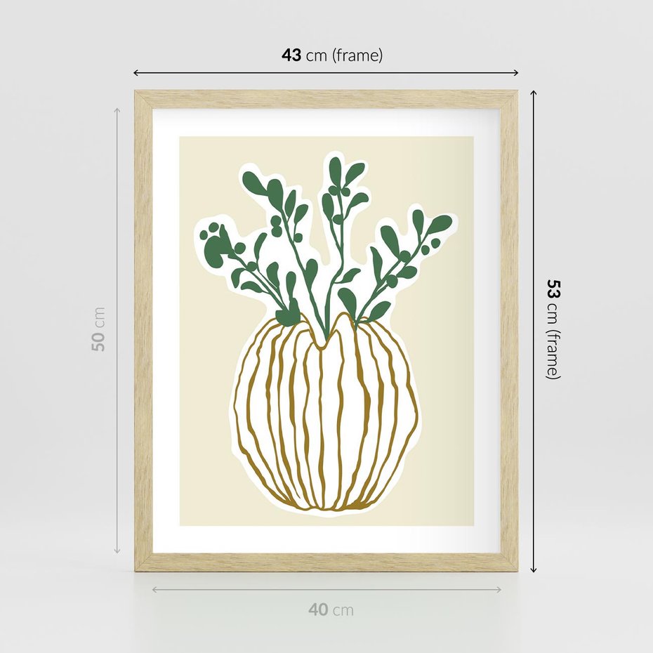 Plakat w ramie 40x50 - Przenikające Formy - abstrakcyjny plakat, kwiaty - rama drewno