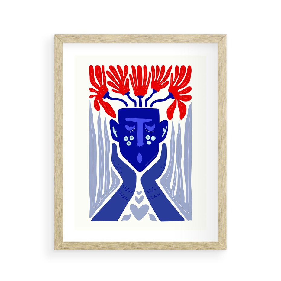 Plakat w ramie 40x50 - Nowoczesne Wcielenie Boho - etniczna maska, boho styl - rama drewno