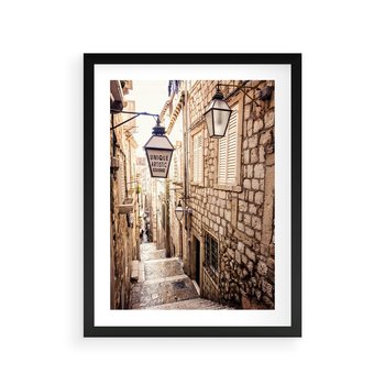 Plakat w ramie 50x70 - mistyczna podróż - uliczka, perspektywa - rama czarna