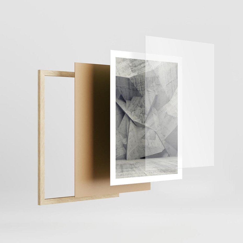 Plakat w ramie 50x70 - Architektura w trójwymiarowym wymiarze - architektura, 3D - rama drewno