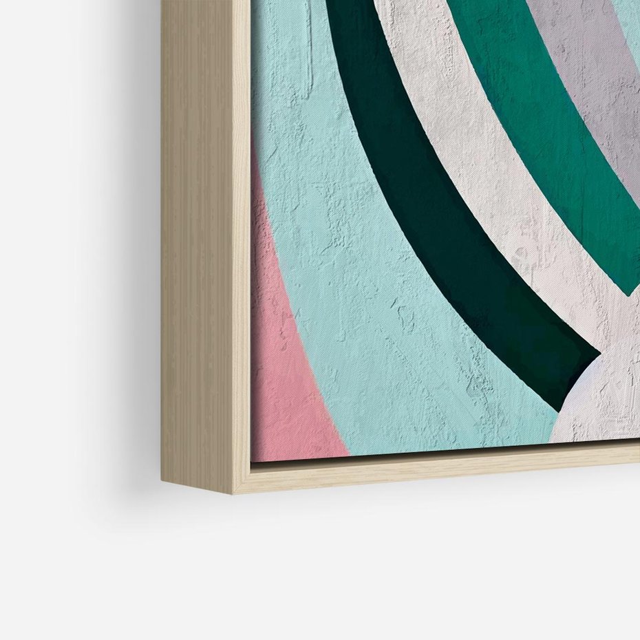 Obraz w ramie 50x50 - Podróżne Echa Przestrzeni - abstrakcyjne dziwne kształty, olejny obraz - rama drewno